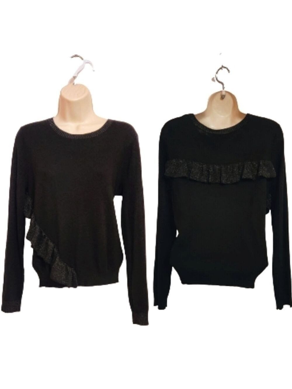 Cupio Black Metallic Ribbed Pullover Sweater Large